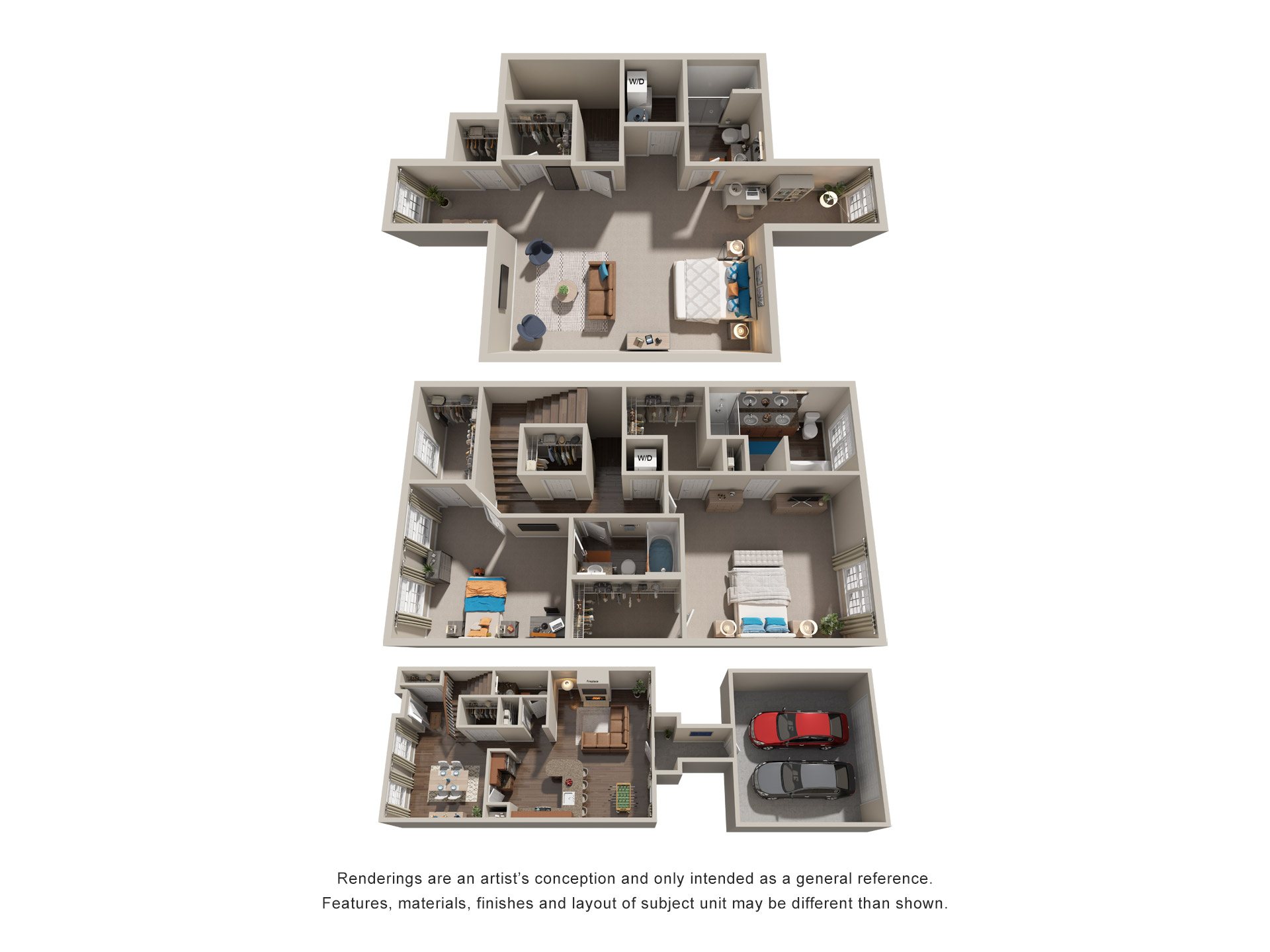 Floor plan for 3 beds, 3.5 baths, 2426 sqft